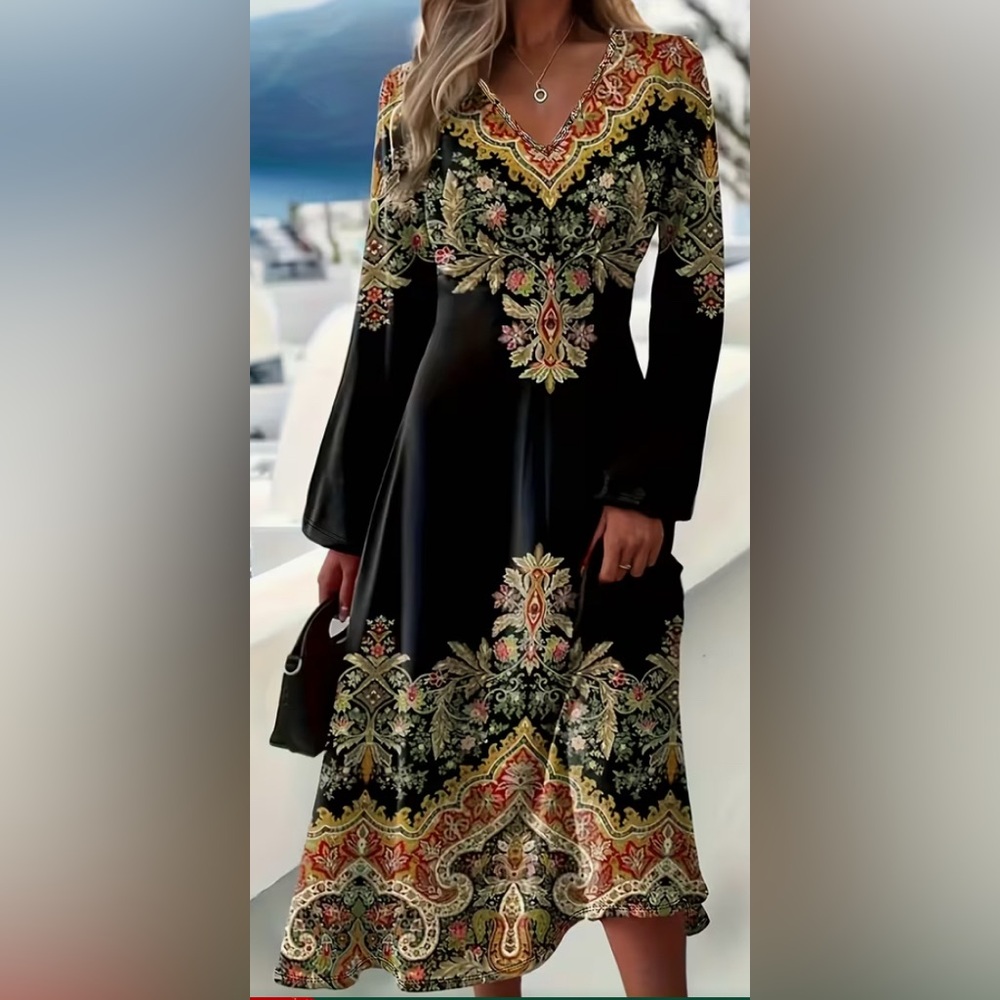 Elegant Black Floral Dress